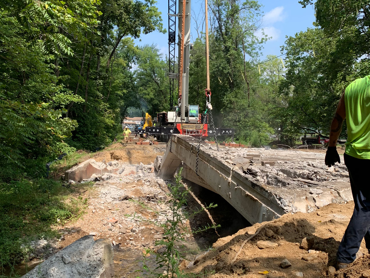 Swamp Creek Bridge replacement and road paving by CMS in 2019