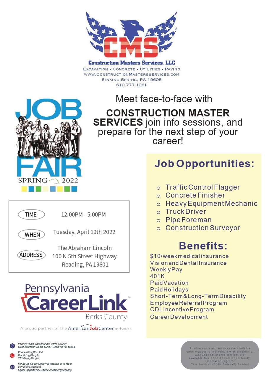 Looking for an exciting new career with an awesome company? Come see CMS at the PA CareerLink Job Fair tomorrow afternoon!